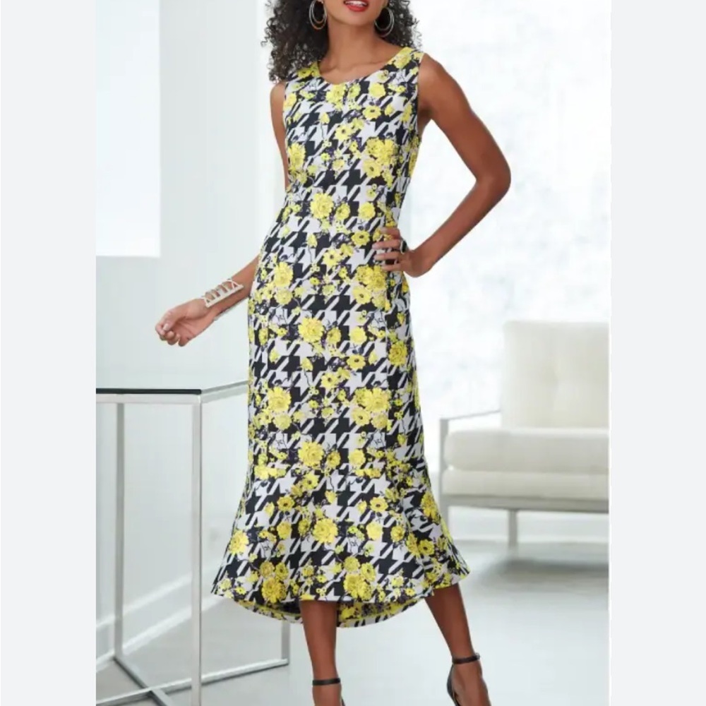 ASHRO Tamasha Houndstooth Plus Size MIDI Dress